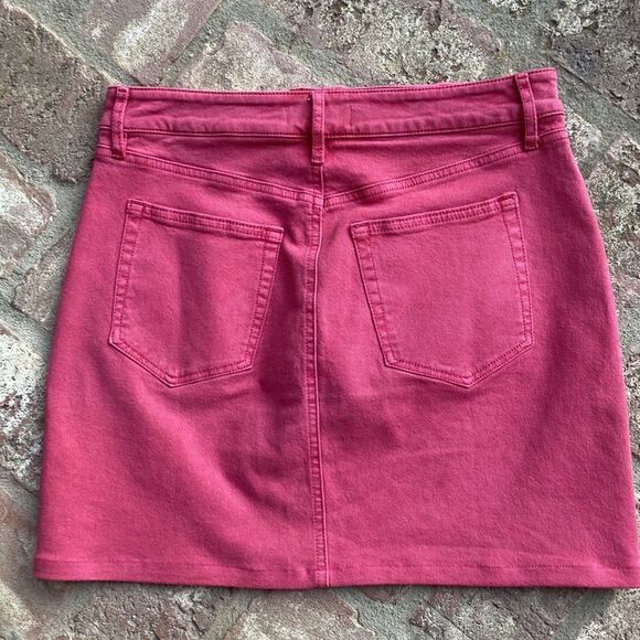 Loft Rose Colored Denim Mini Skirt Size 4 - Picture 7 of 9